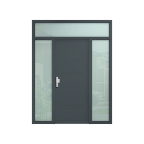 Simple vantail avec imposte et fixes